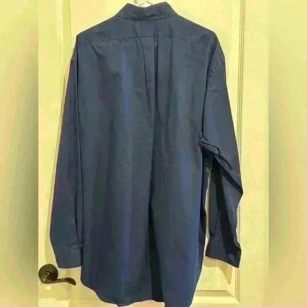 RALPH LAUREN Men's Navy Blake Two-Ply Cotton‎ Button-Up Long-Sleeve Shirt SZ XL - Picture 2 of 7